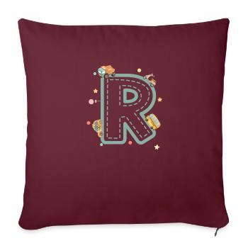 Lettre r véhicule - cadeau enfant personnalisé - Housse de coussin décorative 45 x 45 cm - bordeaux - Devant