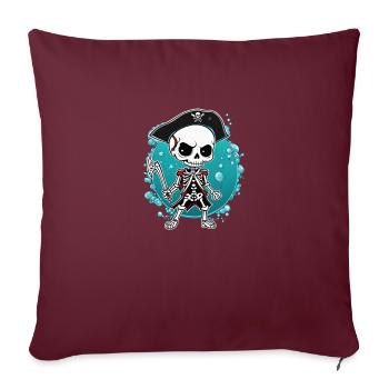 Piraten-Skelett - Sofakissenbezug 45 x 45 cm - Burgunderrot - Vorne