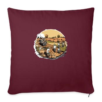 Travaux aux champs vintage - Housse de coussin décorative 45 x 45 cm - bordeaux - Devant