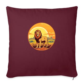 Le lion dans la savane - Housse de coussin décorative 45 x 45 cm - bordeaux - Devant