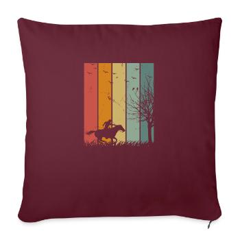 Retro Pferd Pferd - Sofakissenbezug 45 x 45 cm - Burgunderrot - Vorne