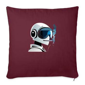 Le robot fume une cigarette - Housse de coussin décorative 45 x 45 cm - bordeaux - Devant