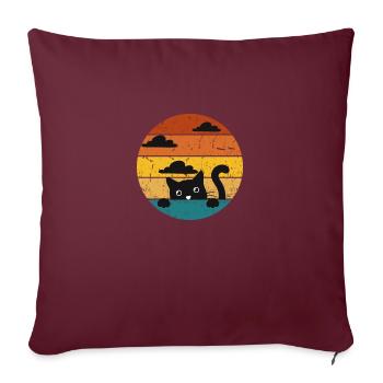 Lustige Retro-Katze - Sofakissenbezug 45 x 45 cm - Burgunderrot - Vorne