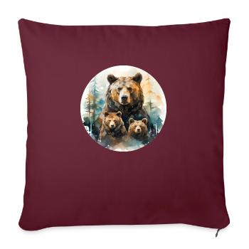 Ours Papa Ours Maman Ours Enfants Ours Ours et Garçon - Housse de coussin décorative 45 x 45 cm - bordeaux - Devant
