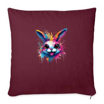 lapin coloré - Housse de coussin décorative 45 x 45 cm - bordeaux - Devant