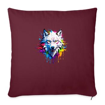 Bunter Wolf - Sofakissenbezug 45 x 45 cm - Burgunderrot - Vorne