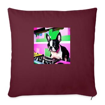 Boston Terrier DJ - Sofakissenbezug 45 x 45 cm - Burgunderrot - Vorne