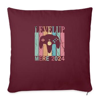 Homme Papa 2024 Futurs Parents Level Up Joueur - Housse de coussin décorative 45 x 45 cm - bordeaux - Devant