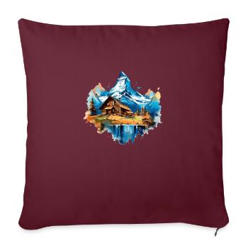 Zermatt, Matterhorn, Matterhorn, Chalet, See - Sofakissenbezug 45 x 45 cm - Burgunderrot - Vorne