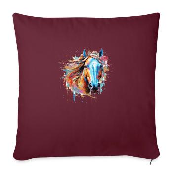 Cheval - Housse de coussin décorative 45 x 45 cm - bordeaux - Devant
