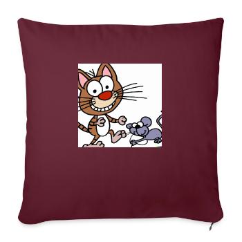 chat et souris - Housse de coussin décorative 45 x 45 cm - bordeaux - Devant