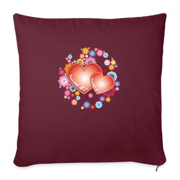 Deux cœurs - Housse de coussin décorative 45 x 45 cm - bordeaux - Devant