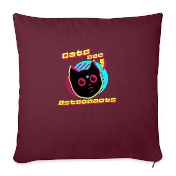 Les chats sont des astronautes - Housse de coussin décorative 45 x 45 cm - bordeaux - Devant