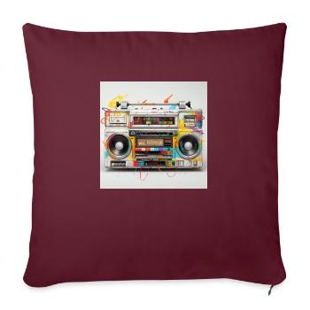 Old school Radio 90s with Graffiti - Sofakissenbezug 45 x 45 cm - Burgunderrot - Vorne
