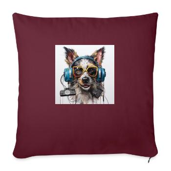 Music Dog - Sofakissenbezug 45 x 45 cm - Burgunderrot - Vorne