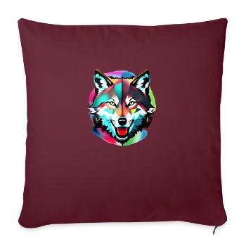 Bunter Wolf - Sofakissenbezug 45 x 45 cm - Burgunderrot - Vorne