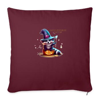 Mignon raton laveur sur citrouille - Halloween - Housse de coussin décorative 45 x 45 cm - bordeaux - Devant