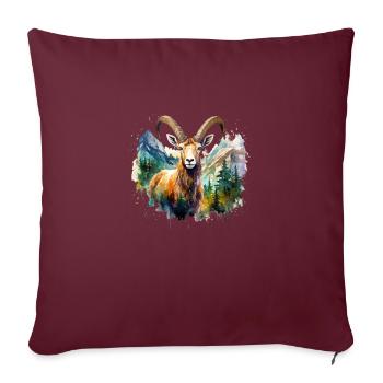 bouquetin, ibex - Housse de coussin décorative 45 x 45 cm - bordeaux - Devant