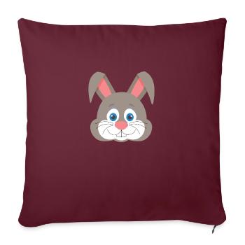 Mignon visage de lapin - Housse de coussin décorative 45 x 45 cm - bordeaux - Devant