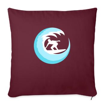 Surfer Planche de surf Round Blue Circle Surf de vagues - Housse de coussin décorative 45 x 45 cm - bordeaux - Devant