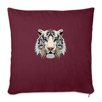 visage de tigre blanc vecteur look géométrique fier stron - Housse de coussin décorative 45 x 45 cm - bordeaux - Devant
