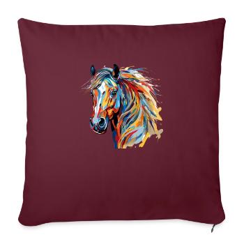 Cadeau pour les fans d’équitation du village du cheval pour enfants et cavaliers - Housse de coussin décorative 45 x 45 cm - bordeaux - Devant