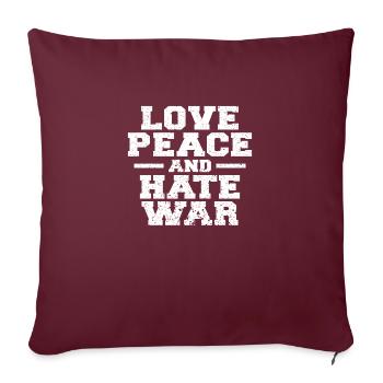 Amour, Paix, Haine, Guerre - Housse de coussin décorative 45 x 45 cm - bordeaux - Devant