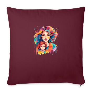 Mère et fille - Housse de coussin décorative 45 x 45 cm - bordeaux - Devant
