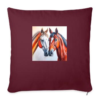 Horse's head#Horses - Sofa pillowcase 17,3'' x 17,3'' (45 x 45 cm) - burgundy - Front