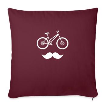 Vélo moustache - Housse de coussin décorative 45 x 45 cm - bordeaux - Devant