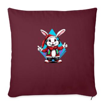 Lapin du Père Noël - Housse de coussin décorative 45 x 45 cm - bordeaux - Devant
