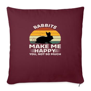 Les lapins me rendent heureux - Housse de coussin décorative 45 x 45 cm - bordeaux - Devant