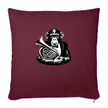 Singe corne | Orchestre des singes Street Art Banksy - Housse de coussin décorative 45 x 45 cm - bordeaux - Devant