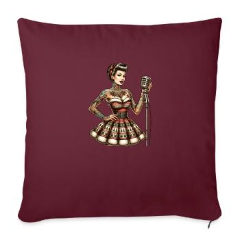 Rockabella de Noël : charme vintage festif - Housse de coussin décorative 45 x 45 cm - bordeaux - Devant