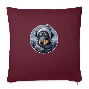 Pinscher avec écharpe et veste - Housse de coussin décorative 45 x 45 cm - bordeaux - Devant