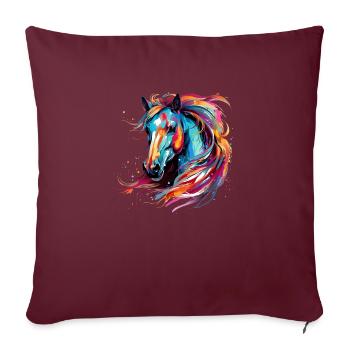 T-Shirt Cheval Chevaux Equitation Dressage Équestre - Housse de coussin décorative 45 x 45 cm - bordeaux - Devant