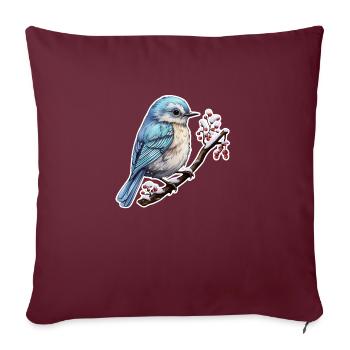 Süsser Vogel im Winter - Sofakissenbezug 45 x 45 cm - Burgunderrot - Vorne