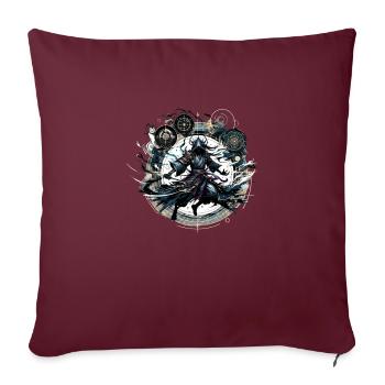 Ronin de l’ombre : Guerrier mystique - Housse de coussin décorative 45 x 45 cm - bordeaux - Devant