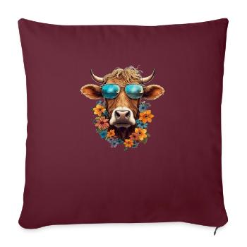 Bauern Design Landwirt Bauernhof Kuh - Sofakissenbezug 45 x 45 cm - Burgunderrot - Vorne