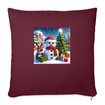 Schneemann Pixel Weihnachten - Sofakissenbezug 45 x 45 cm - Burgunderrot - Vorne