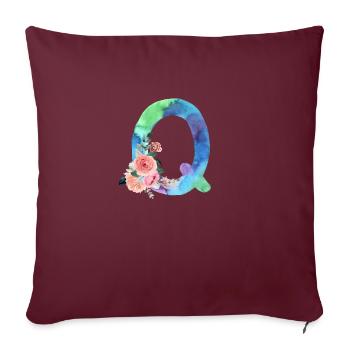 Lettre q watercolour - Housse de coussin décorative 45 x 45 cm - bordeaux - Devant
