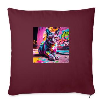 Katze Grafitti - Sofakissenbezug 45 x 45 cm - Burgunderrot - Vorne