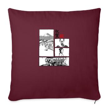 omedeto manga - Housse de coussin décorative 45 x 45 cm - bordeaux - Devant