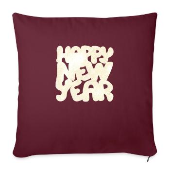 Bonne année Neujahr - Housse de coussin décorative 45 x 45 cm - bordeaux - Devant