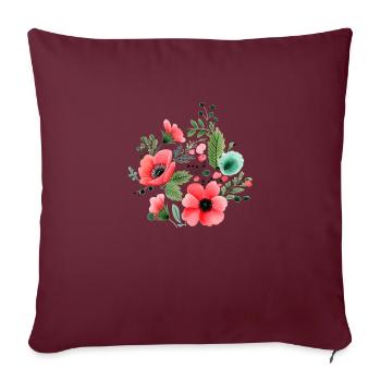 Fleurs de pastèque - Housse de coussin décorative 45 x 45 cm - bordeaux - Devant