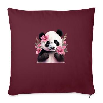 Panda mignon - Housse de coussin décorative 45 x 45 cm - bordeaux - Devant