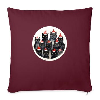 Aquarelle Chats de Noël - Housse de coussin décorative 45 x 45 cm - bordeaux - Devant