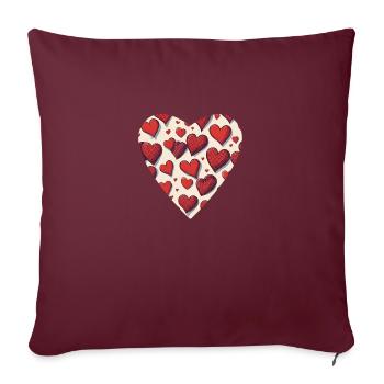 Tissage des cœurs - Housse de coussin décorative 45 x 45 cm - bordeaux - Devant