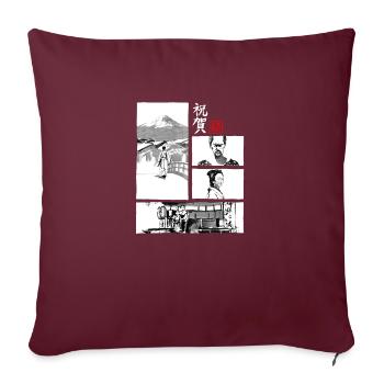 Omedeto manga for black - Sofa pillowcase 17,3'' x 17,3'' (45 x 45 cm) - burgundy - Front