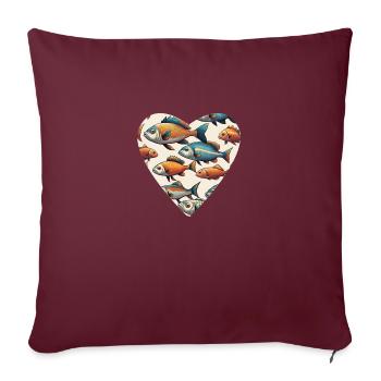 Amour coloré de l’école de poisson - Housse de coussin décorative 45 x 45 cm - bordeaux - Devant